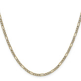 14k 2.3mm Semi-solid with Rhodium Pav‚ Figaro Chain